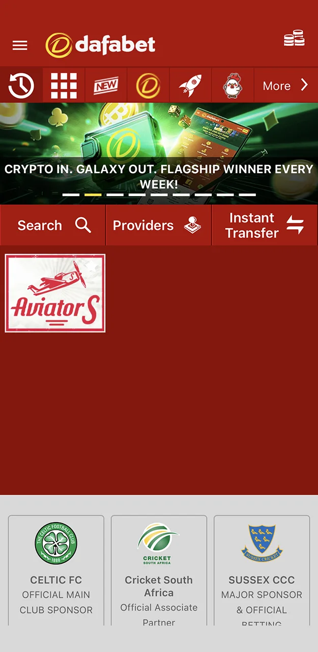 Use the search function on the Dafabet website to find the Aviator game.