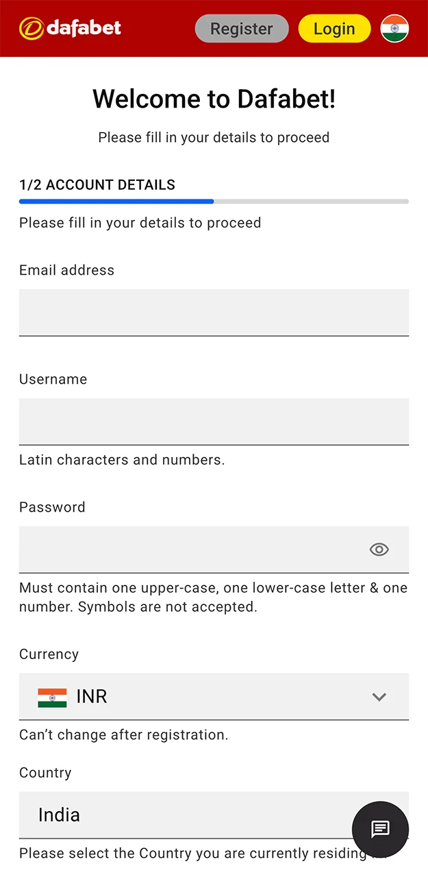 Only enter accurate information when registering with the Dafabet bookmaker.