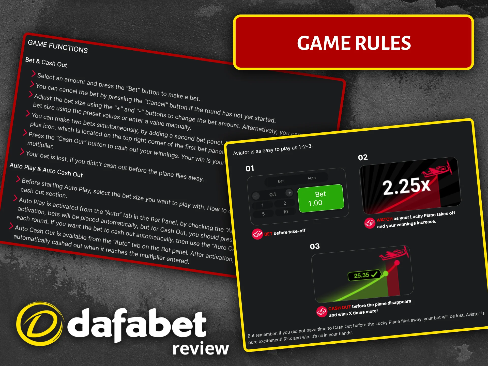 Check out the Aviator game rules to understand how to win at Dafabet.