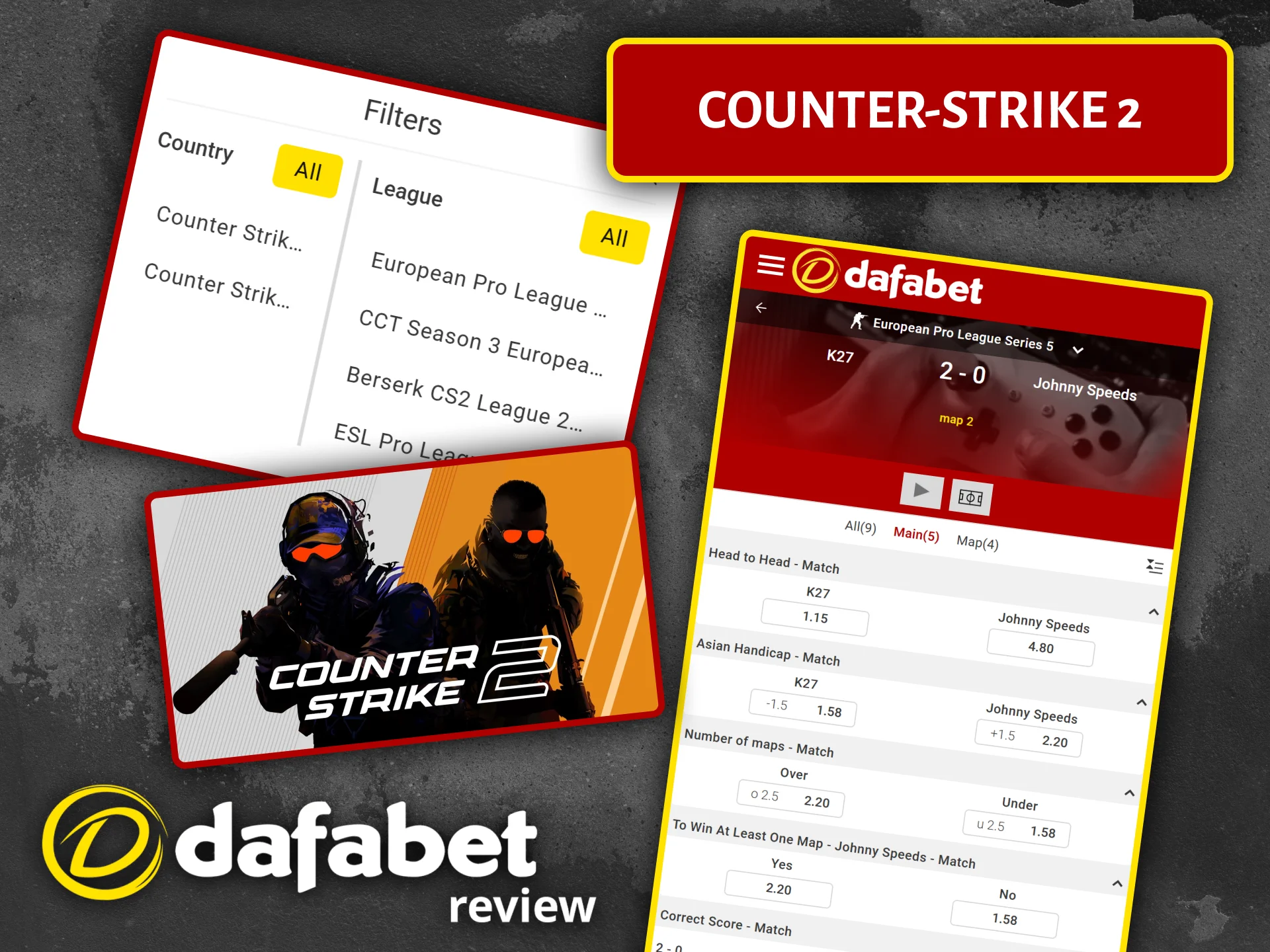 Place your bets on Counter-Strike 2 matches at Dafabet, a bookmaker specializing in eSports.